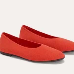 Everlane The Day Glove ReKnit Ribbed Flats Shoes Ballet Red Size 7 Excellent